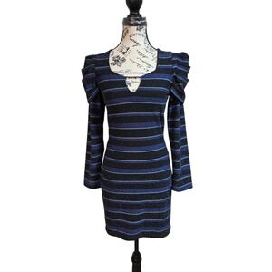 MC Company Brazil Metallic Puff Shoulder Bodycon Dress - TAM 38 / US S/M (READ)